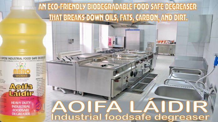 An Eco-Friendly Biodegradable Food Safe Degreaser that breaks down oils, fats, carbon, and dirt.