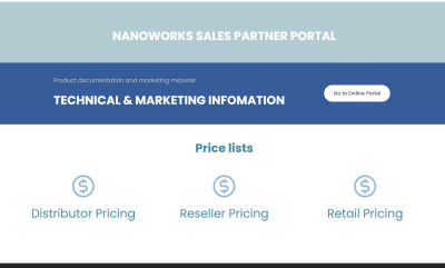 NanoWorks Sales Parter Portal Page image