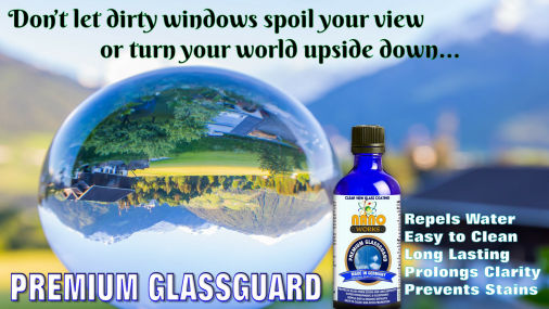 Premium GlassGuard prolongs surface clarity and makes treated surfaces easy to clean